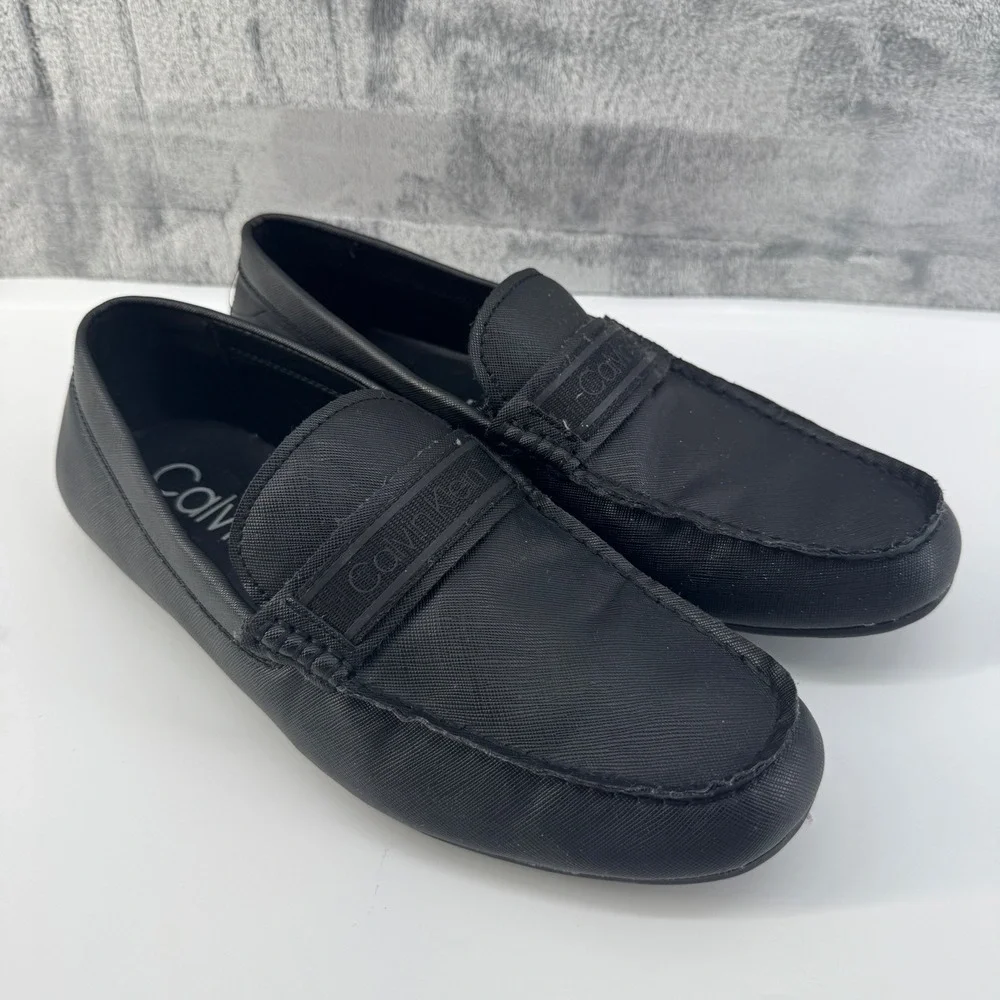Calvin Klein Oliver Mens Black Textile Loafers Driving Mocs‎ CMOLIVER3-R Size 9